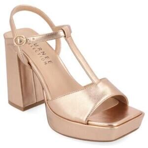 Women's Journee Collection Parson Heeled Sandals - Champagne - 7 - NIB